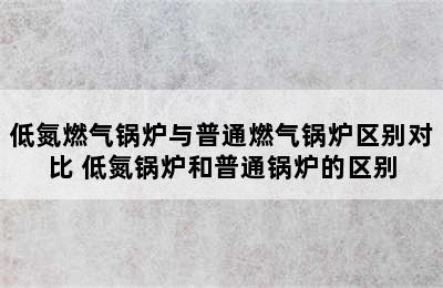 低氮燃气锅炉与普通燃气锅炉区别对比 低氮锅炉和普通锅炉的区别